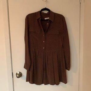 Equipment silk dress with pleats